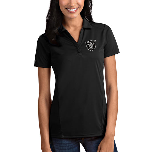 Women's Antigua Black Las Vegas Raiders Tribute Polo