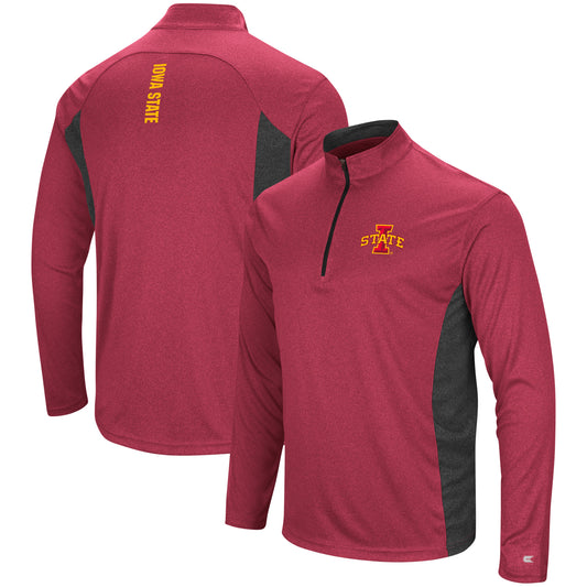 Men's Colosseum Heathered Cardinal Iowa State Cyclones Audible Lightweight Windshirt Quarter-Zip Pullover