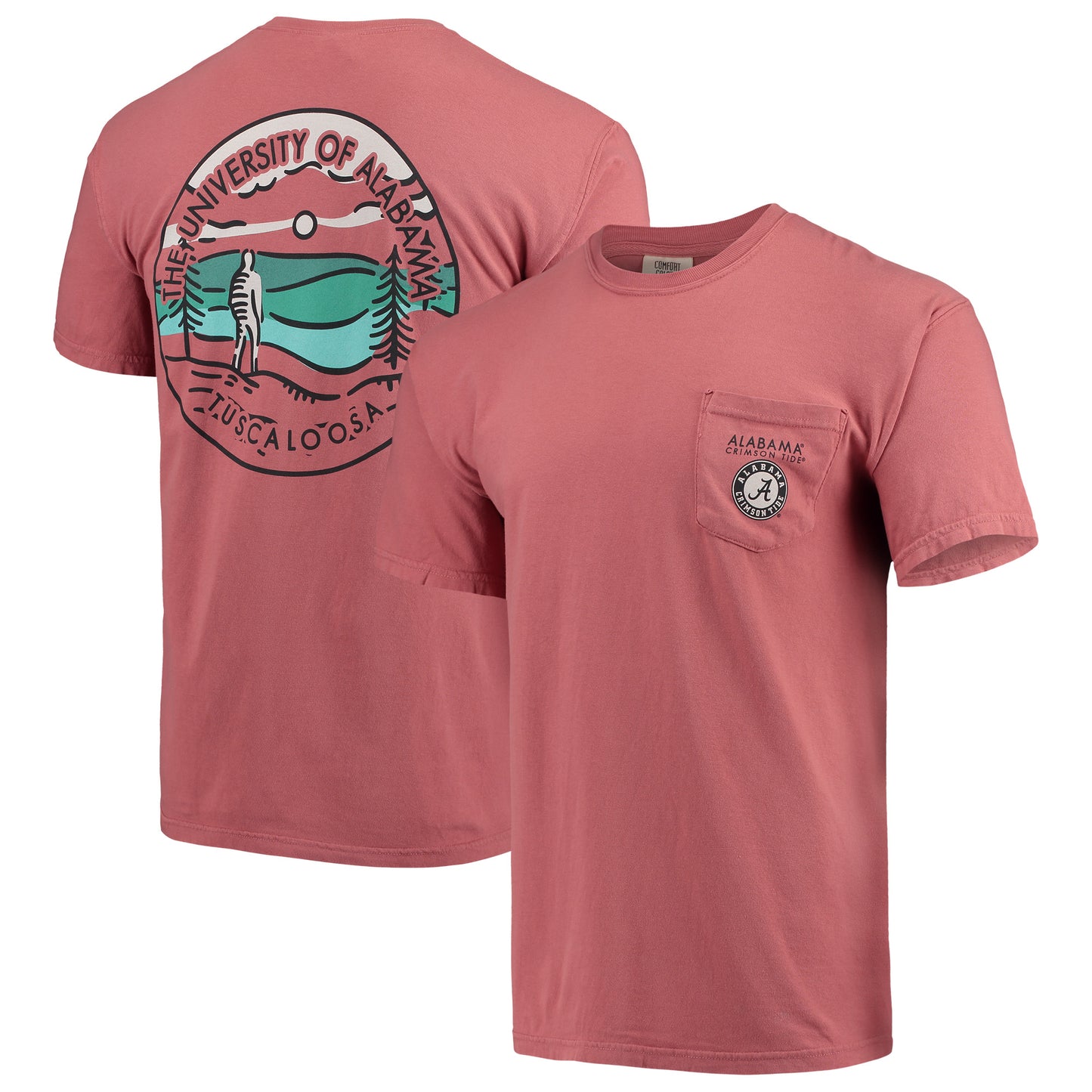 Men's Crimson Alabama Crimson Tide Circle Scene Comfort Colors Pocket T-Shirt