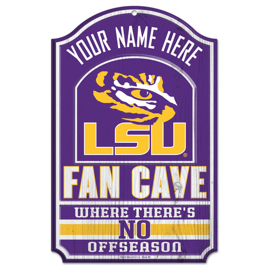 WinCraft LSU Tigers Personalized 11'' x 17'' Fan Cave Wood Sign