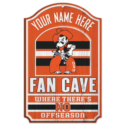 WinCraft Oklahoma State Cowboys Personalized 11'' x 17'' Fan Cave Wood Sign