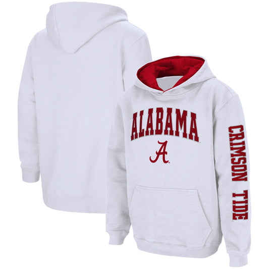 Youth Colosseum White Alabama Crimson Tide 2-Hit Team Pullover Hoodie