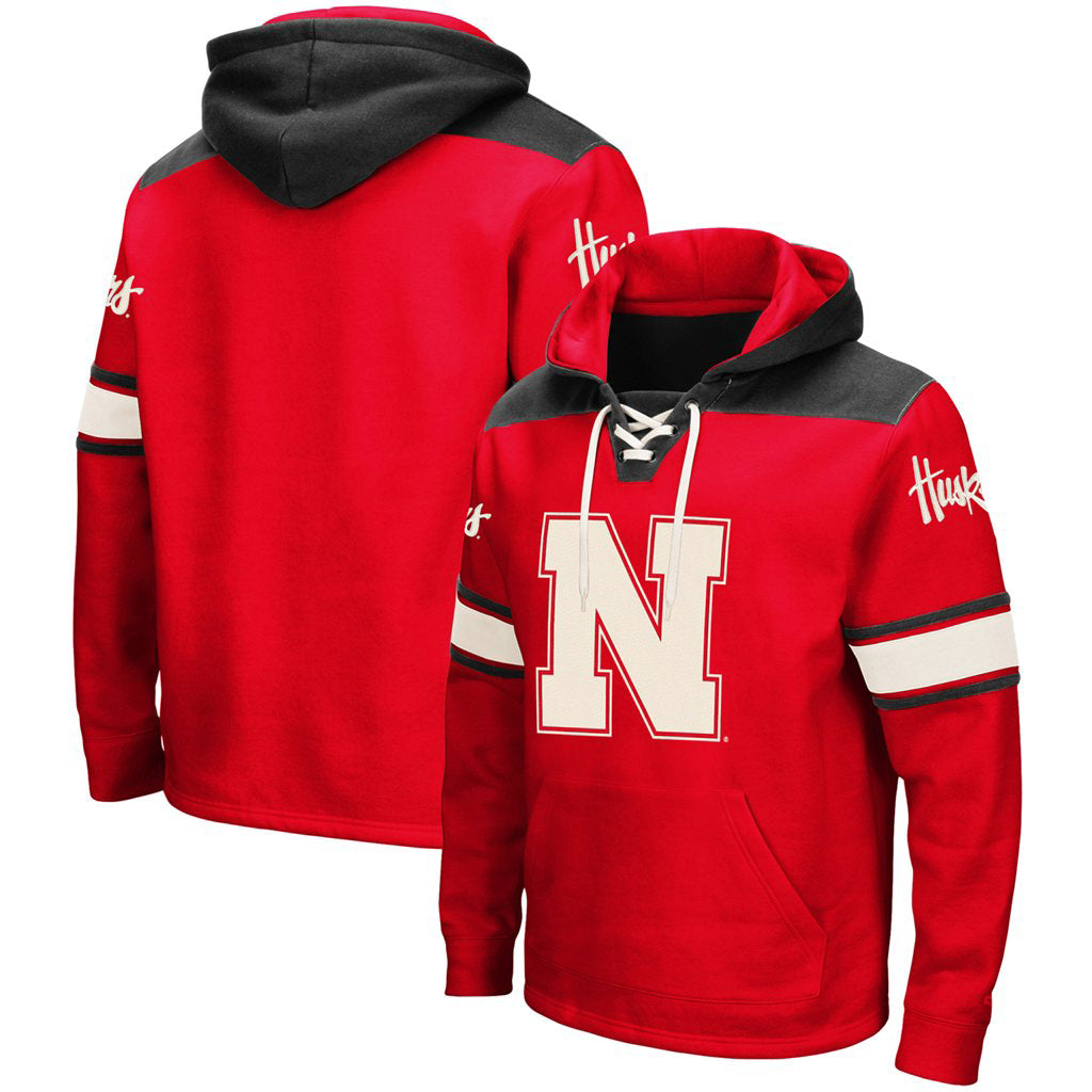 Men's Colosseum Scarlet Nebraska Huskers 2.0 Lace-Up Pullover Hoodie