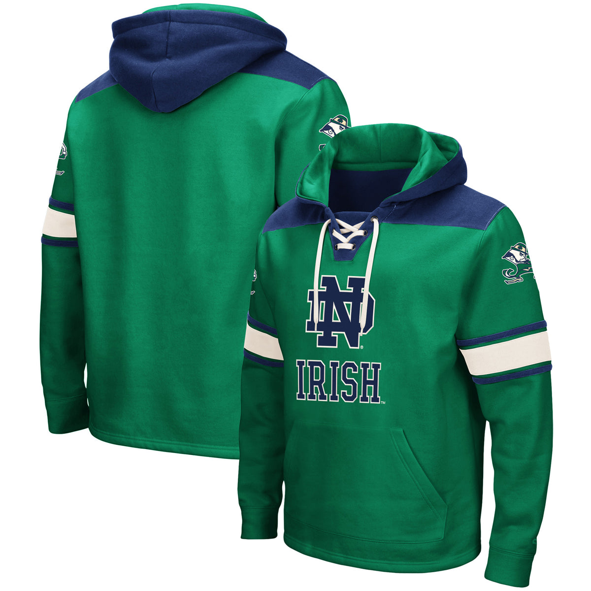 Men's Colosseum Green Notre Dame Fighting Irish 2.0 Lace-Up Pullover Hoodie