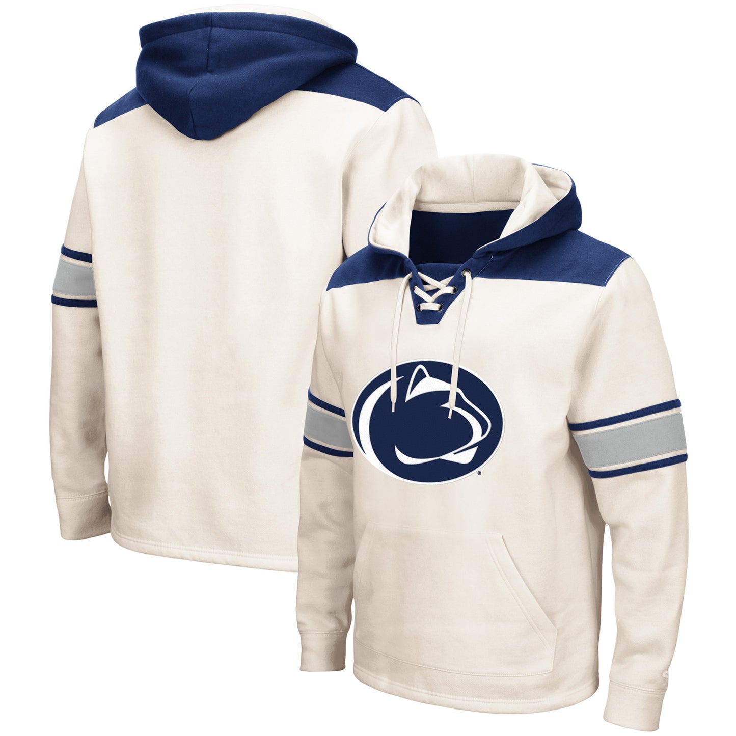 Men's Colosseum Cream Penn State Nittany Lions 2.0 Lace-Up Pullover Hoodie