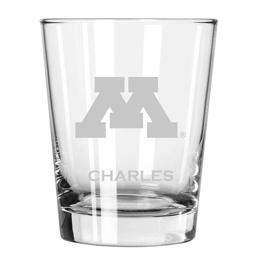 Minnesota Golden Gophers 15oz. Personalized Double Old Fashion Etched Glass