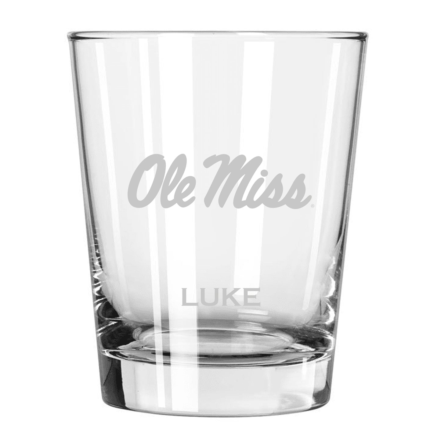 Ole Miss Rebels 15oz. Personalized Double Old Fashion Etched Glass