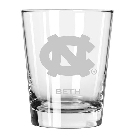 North Carolina Tar Heels 15oz. Personalized Double Old Fashion Etched Glass