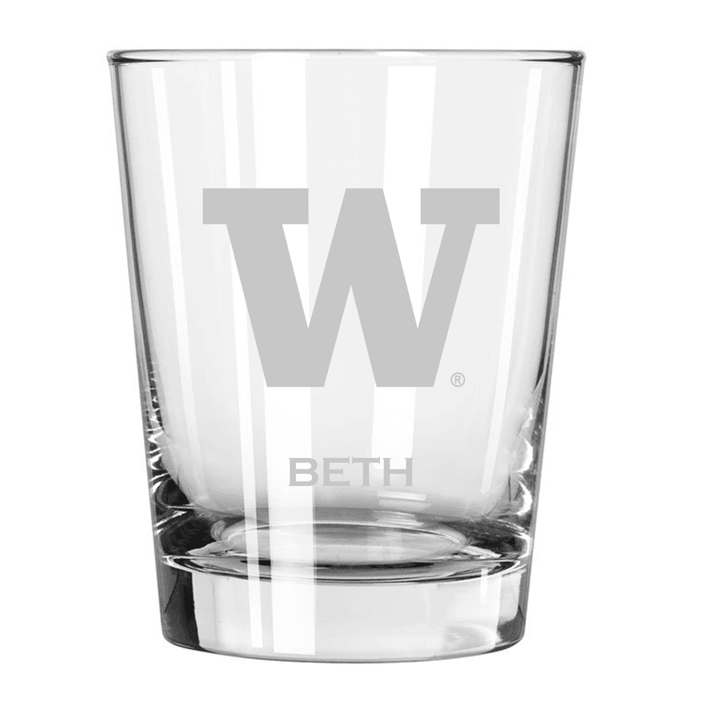 Washington Huskies 15oz. Personalized Double Old Fashion Etched Glass