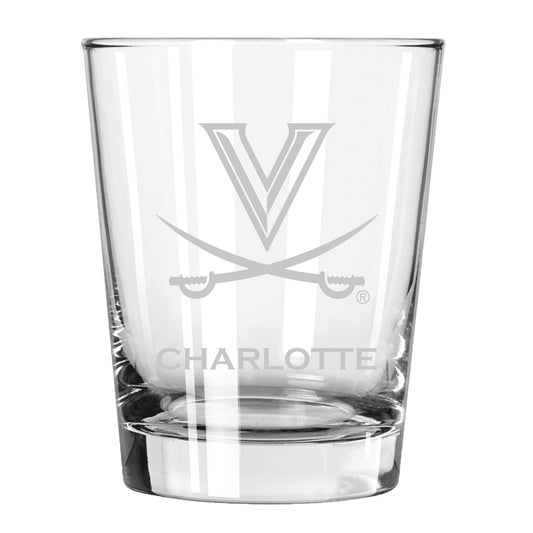 Virginia Cavaliers 15oz. Personalized Double Old Fashion Etched Glass