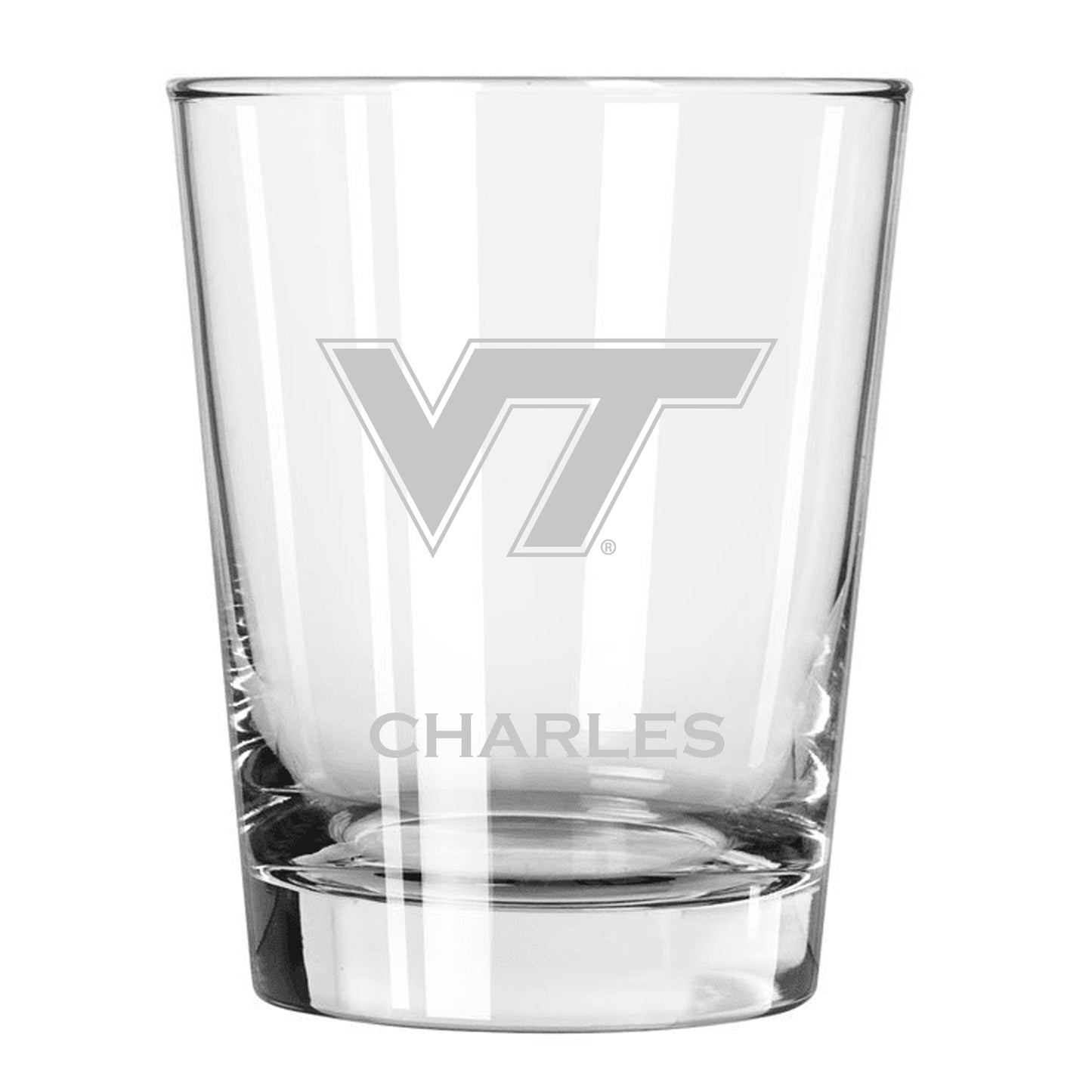 Virginia Tech Hokies 15oz. Personalized Double Old Fashion Etched Glass