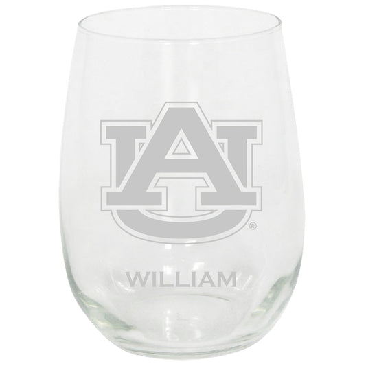 Auburn Tigers 15oz. Personalized Stemless Etched Glass Tumbler