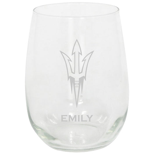 Arizona State Sun Devils 15oz. Personalized Stemless Etched Glass Tumbler