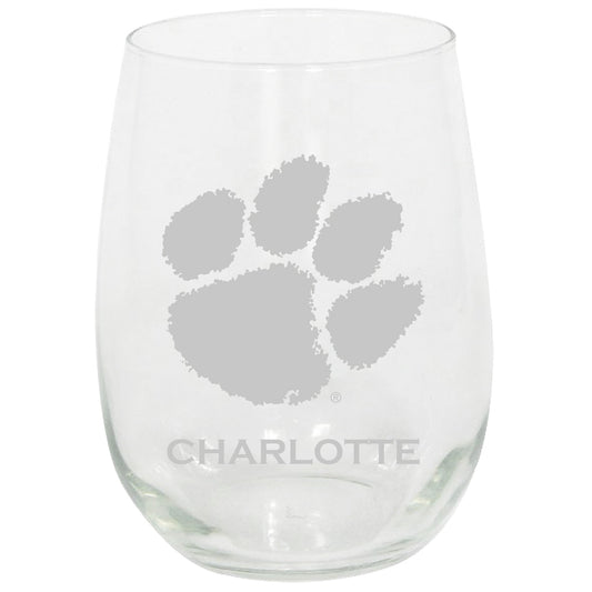 Clemson Tigers 15oz. Personalized Stemless Etched Glass Tumbler