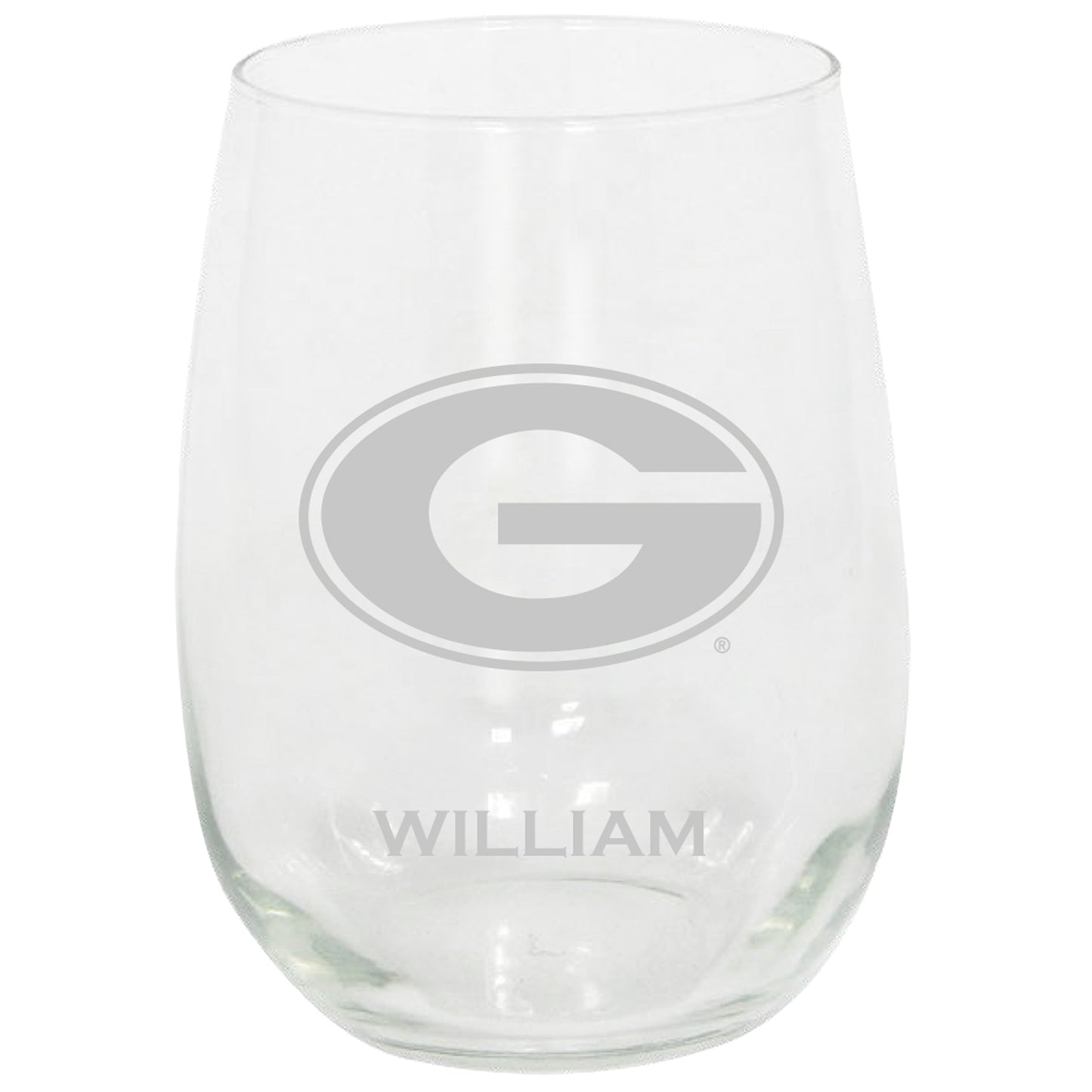 Georgia Bulldogs 15oz. Personalized Stemless Etched Glass Tumbler