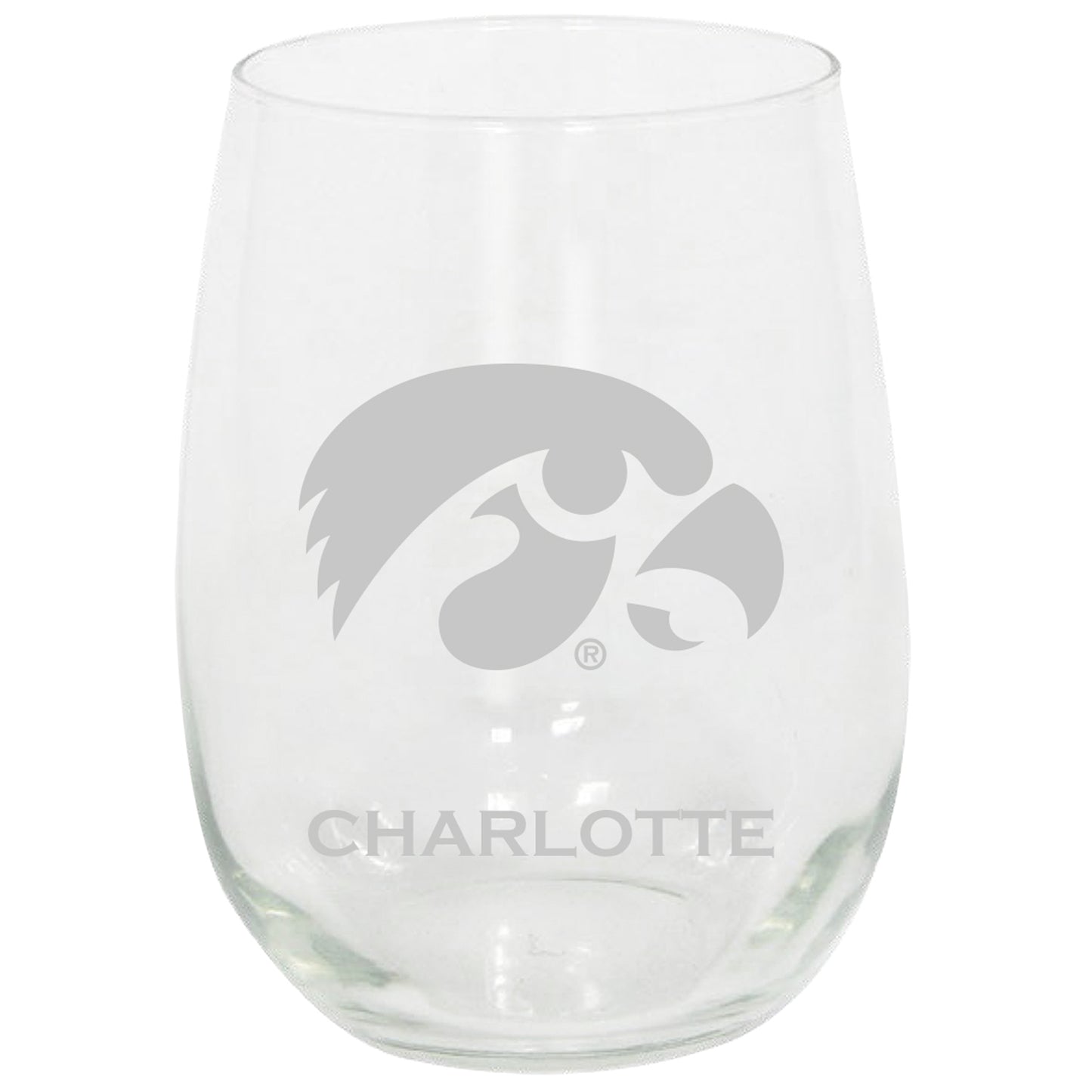 Iowa Hawkeyes 15oz. Personalized Stemless Etched Glass Tumbler