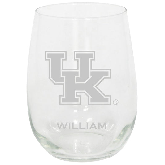 Kentucky Wildcats 15oz. Personalized Stemless Etched Glass Tumbler