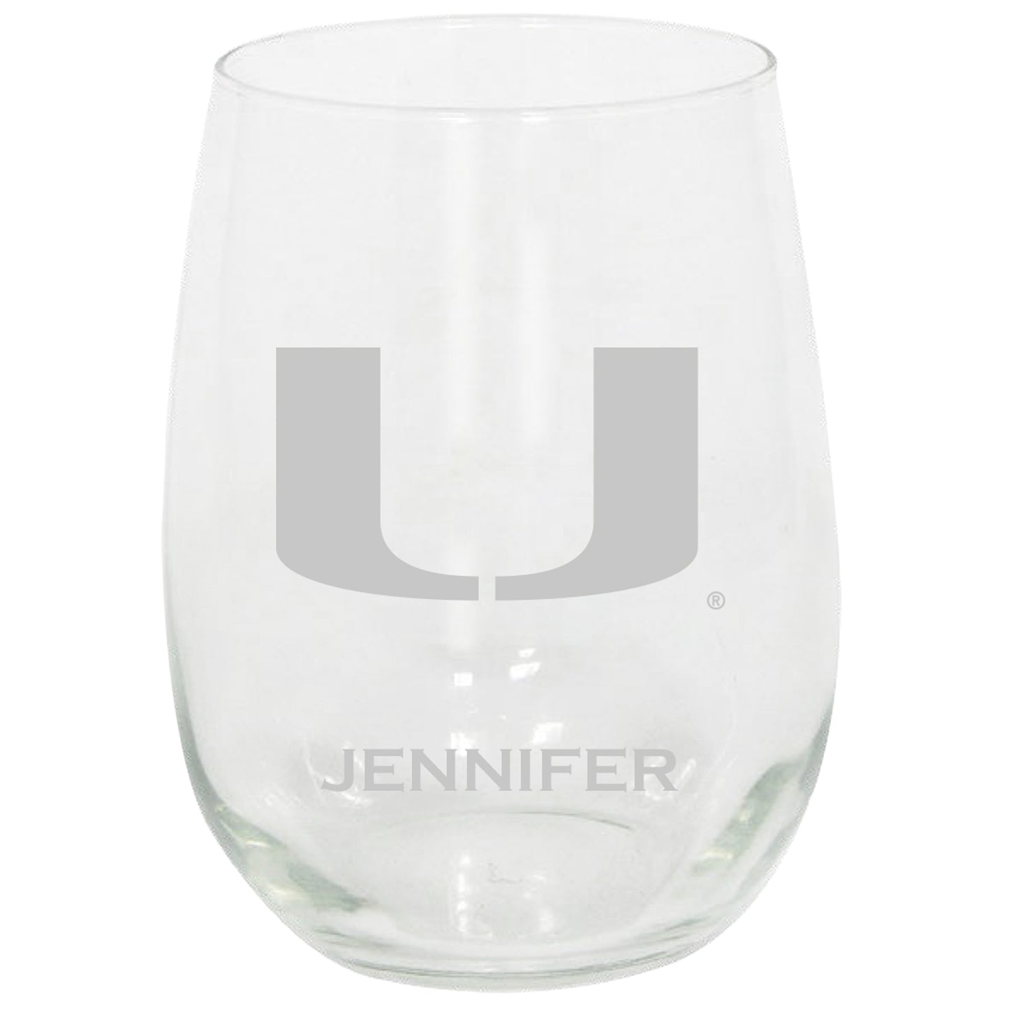 Miami Hurricanes 15oz. Personalized Stemless Etched Glass Tumbler