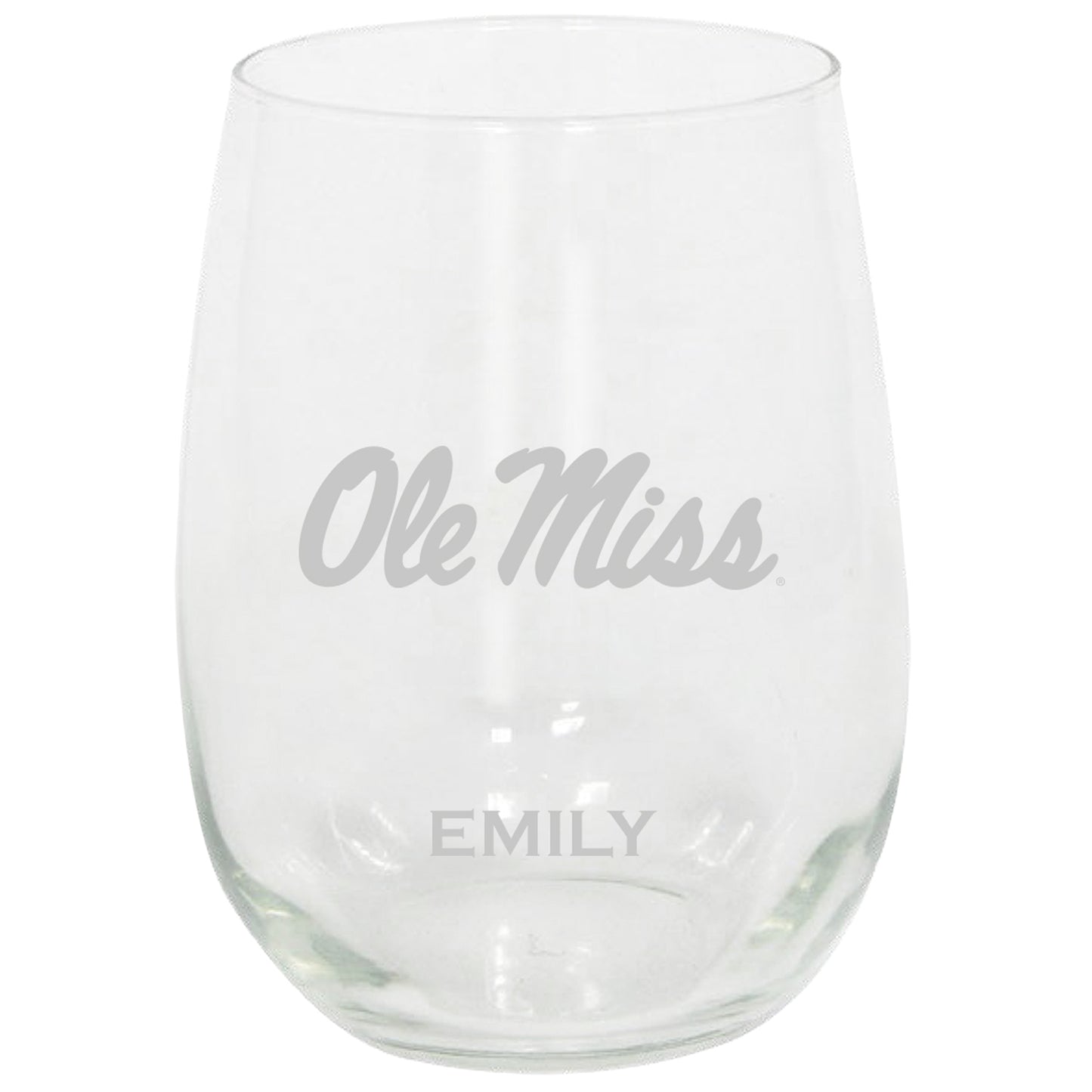Ole Miss Rebels 15oz. Personalized Stemless Etched Glass Tumbler