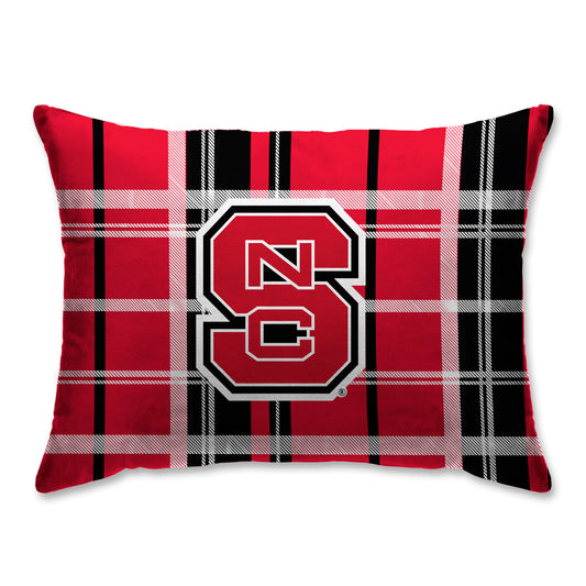 Red NC State Wolfpack 20'' x 26'' Plaid Sherpa Bed Pillow