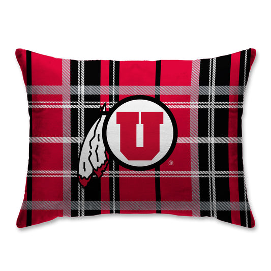 Red Utah Utes 20'' x 26'' Plaid Sherpa Bed Pillow