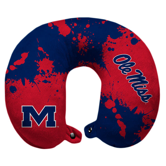 Ole Miss Rebels 12'' x 13'' Splatter Print Polyester Travel Pillow