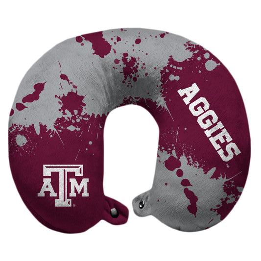 Texas A&M Aggies 12'' x 13'' Splatter Print Polyester Travel Pillow