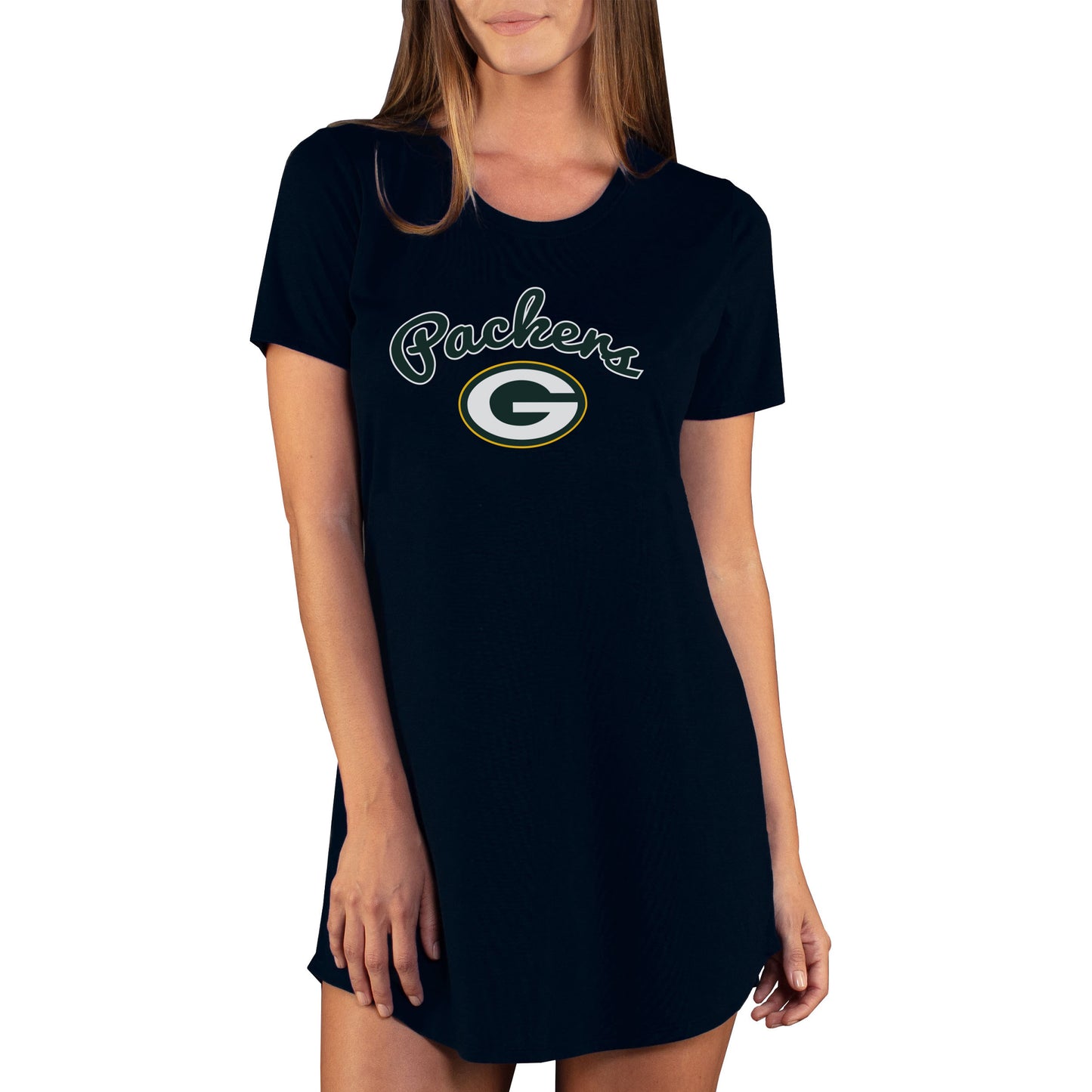 Women's Concepts Sport Black Green Bay Packers Marathon Knit Nightshirt