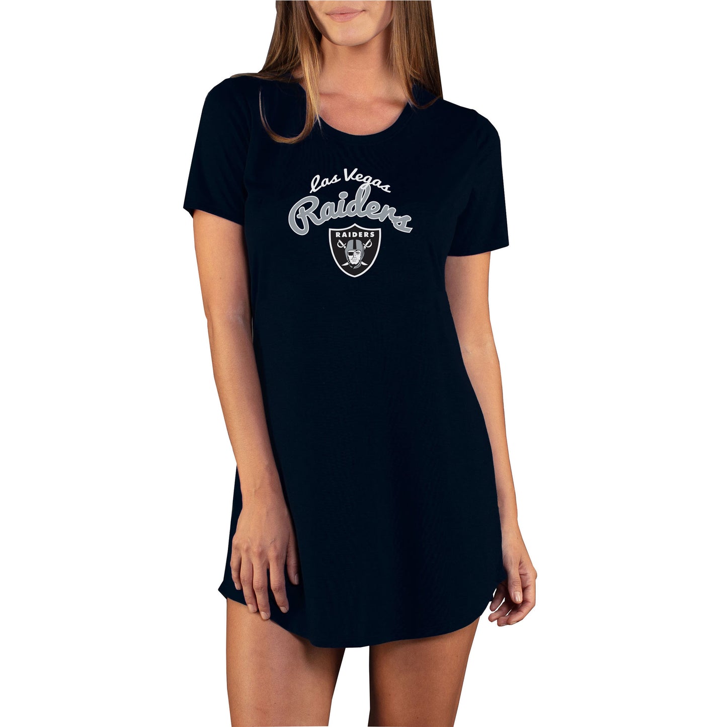 Women's Concepts Sport Black Las Vegas Raiders Marathon Knit Nightshirt