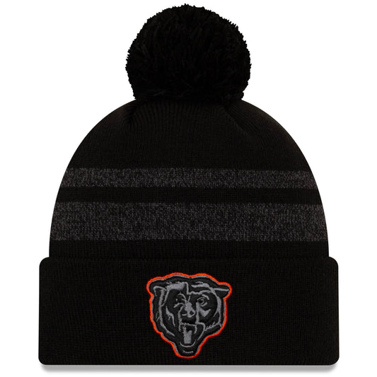 Men's New Era Black Chicago Bears Dispatch Cuffed Knit Hat With Pom