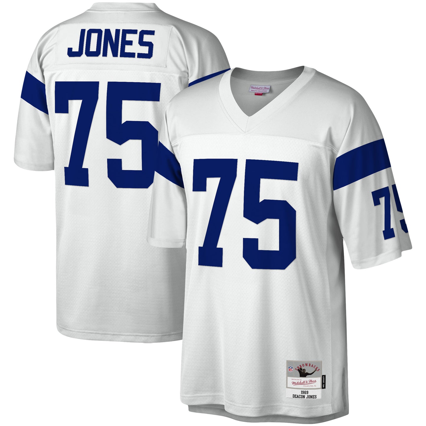 Men's Mitchell & Ness Deacon Jones White Los Angeles Rams Legacy Replica Jersey