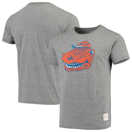 Men's Original Retro Brand Heathered Gray Florida Gators Vintage Logo Tri-Blend T-Shirt