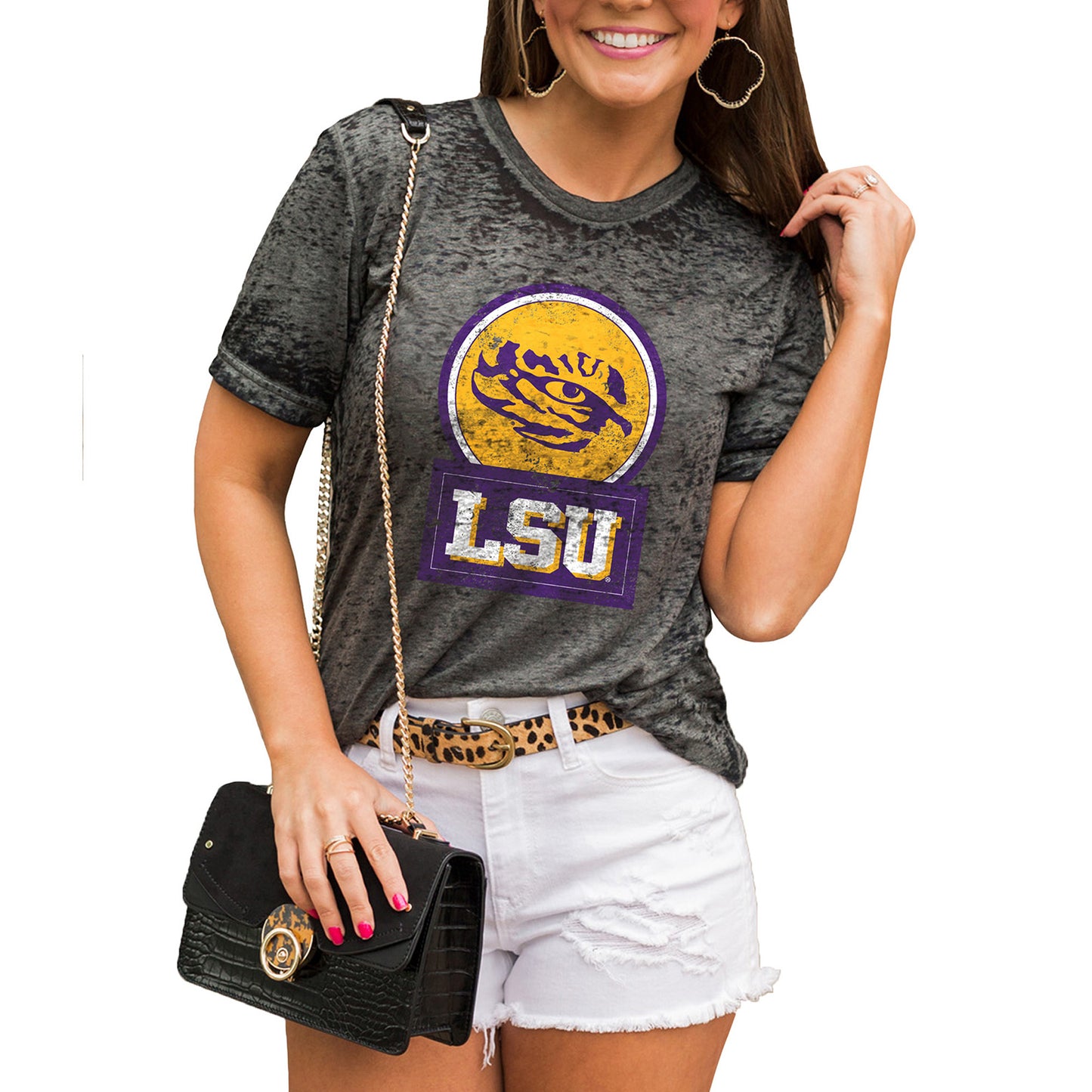 Women's Charcoal LSU Tigers Better Than Basic Boyfriend T-Shirt