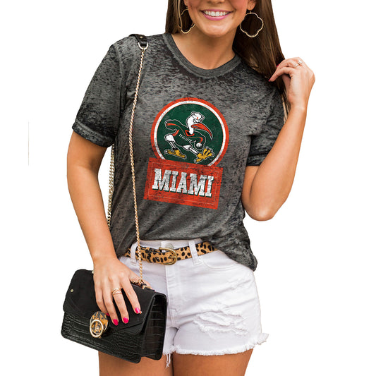 Women's Charcoal Miami Hurricanes Better Than Basic Boyfriend T-Shirt