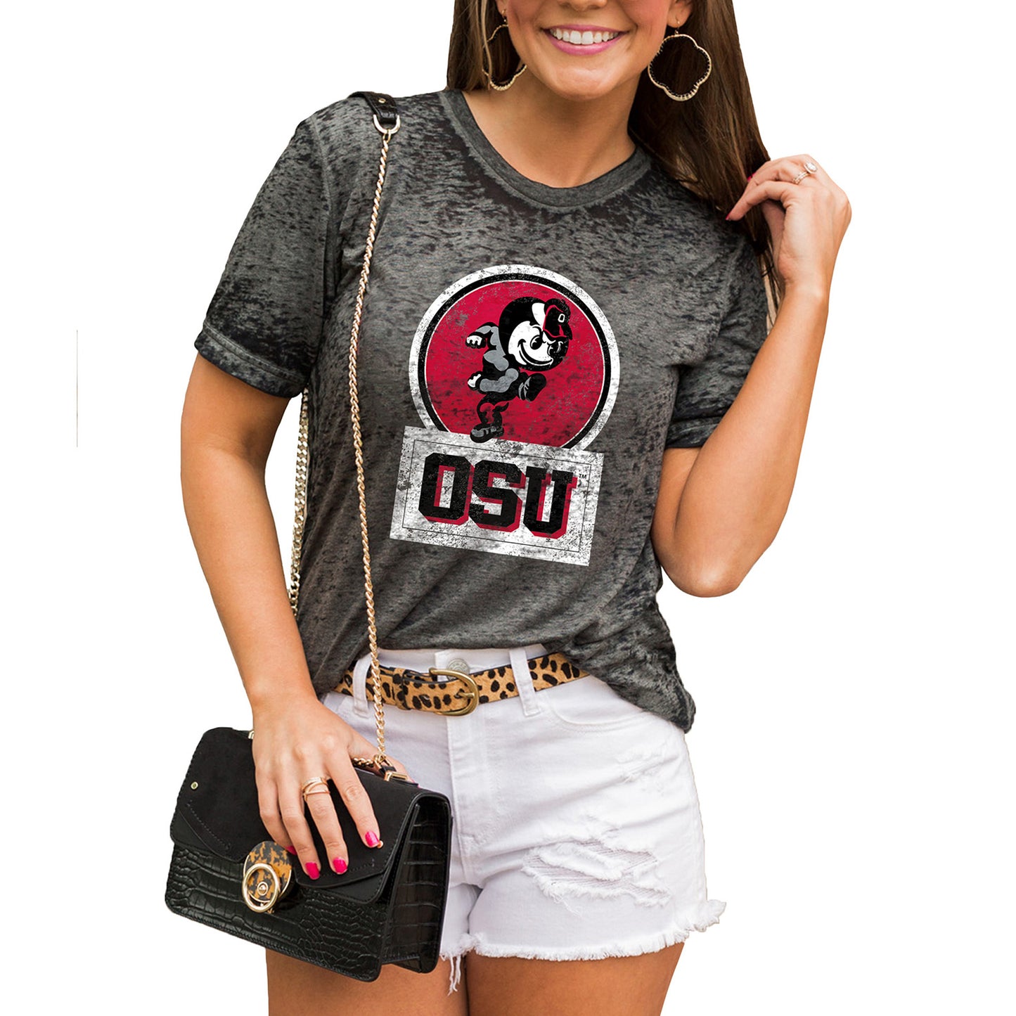 Women's Charcoal Ohio State Buckeyes Better Than Basic Boyfriend T-Shirt