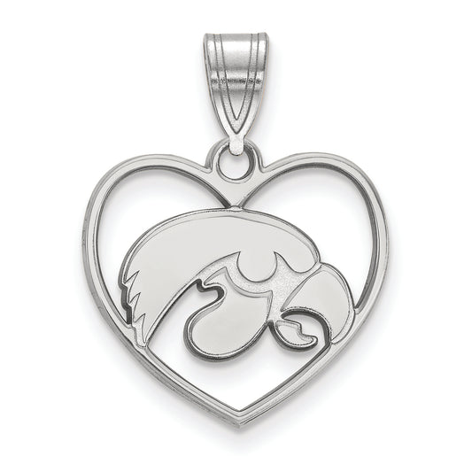 Women's Iowa Hawkeyes Sterling Silver Logo Heart Pendant