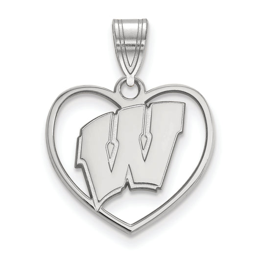 Women's Wisconsin Badgers Sterling Silver Logo Heart Pendant