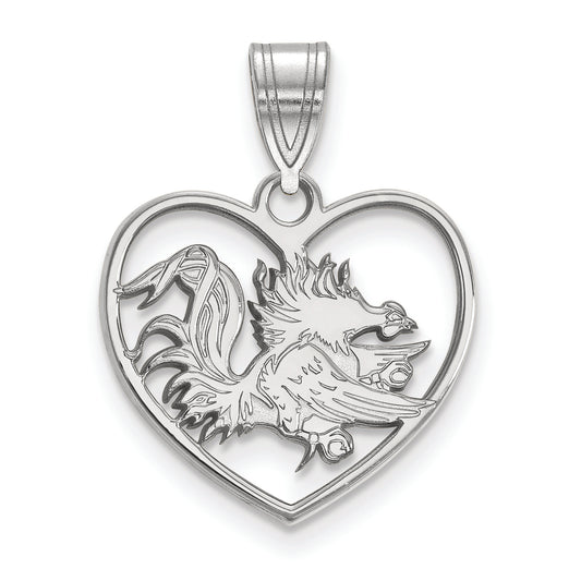 Women's South Carolina Gamecocks Sterling Silver Mascot Heart Pendant