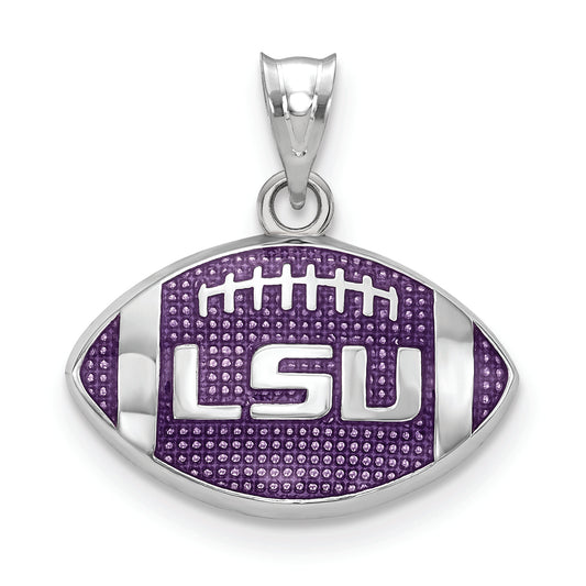 Women's LSU Tigers Sterling Silver Enameled Football Logo Pendant