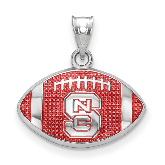 Women's NC State Wolfpack Sterling Silver Enameled Football Logo Pendant