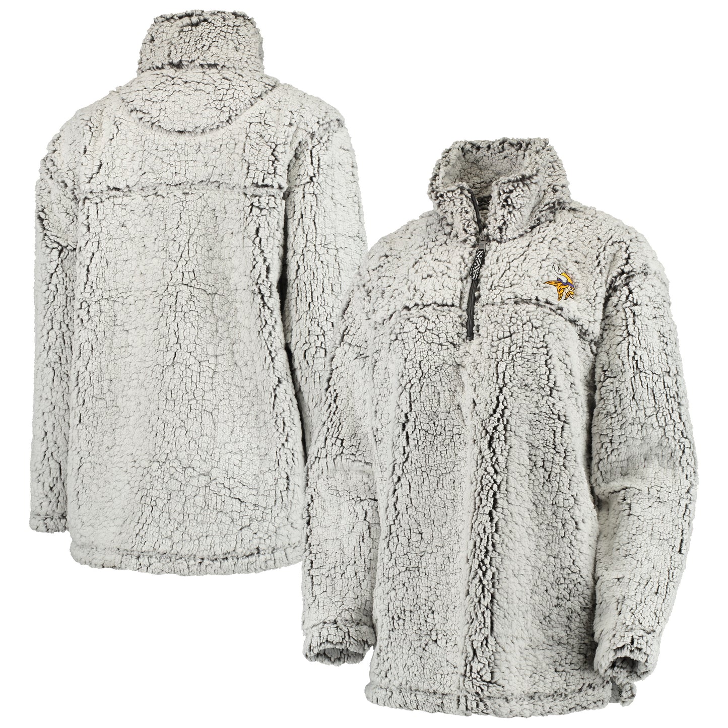 Women's Gray Minnesota Vikings Sherpa Quarter-Zip Pullover Jacket