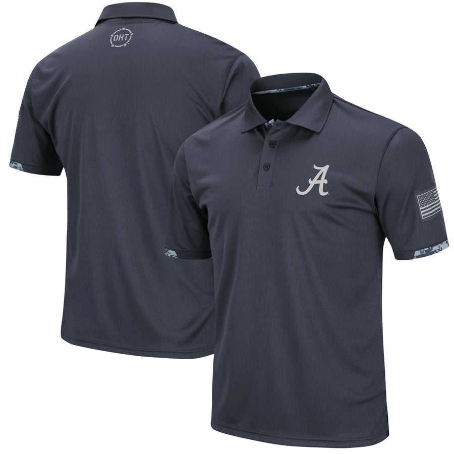 Men's Colosseum Charcoal Alabama Crimson Tide OHT Military Appreciation Digital Camo Polo