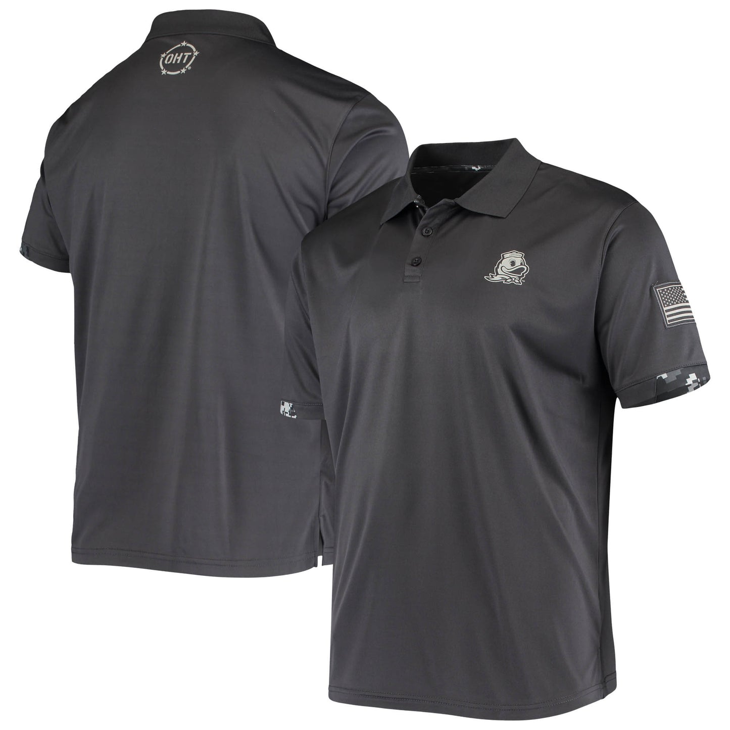 Men's Colosseum Charcoal Oregon Ducks OHT Military Appreciation Digital Camo Polo