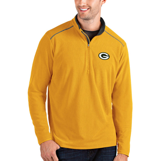 Men's Antigua Gold/Gray Green Bay Packers Glacier Quarter-Zip Pullover Jacket