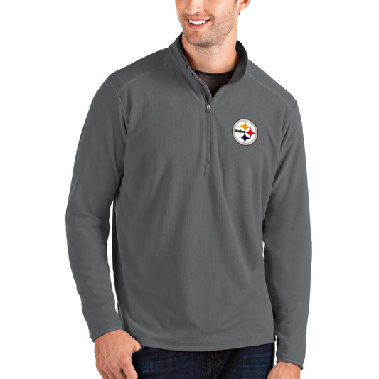 Men's Antigua Gray/Gray Pittsburgh Steelers Glacier Quarter-Zip Pullover Jacket