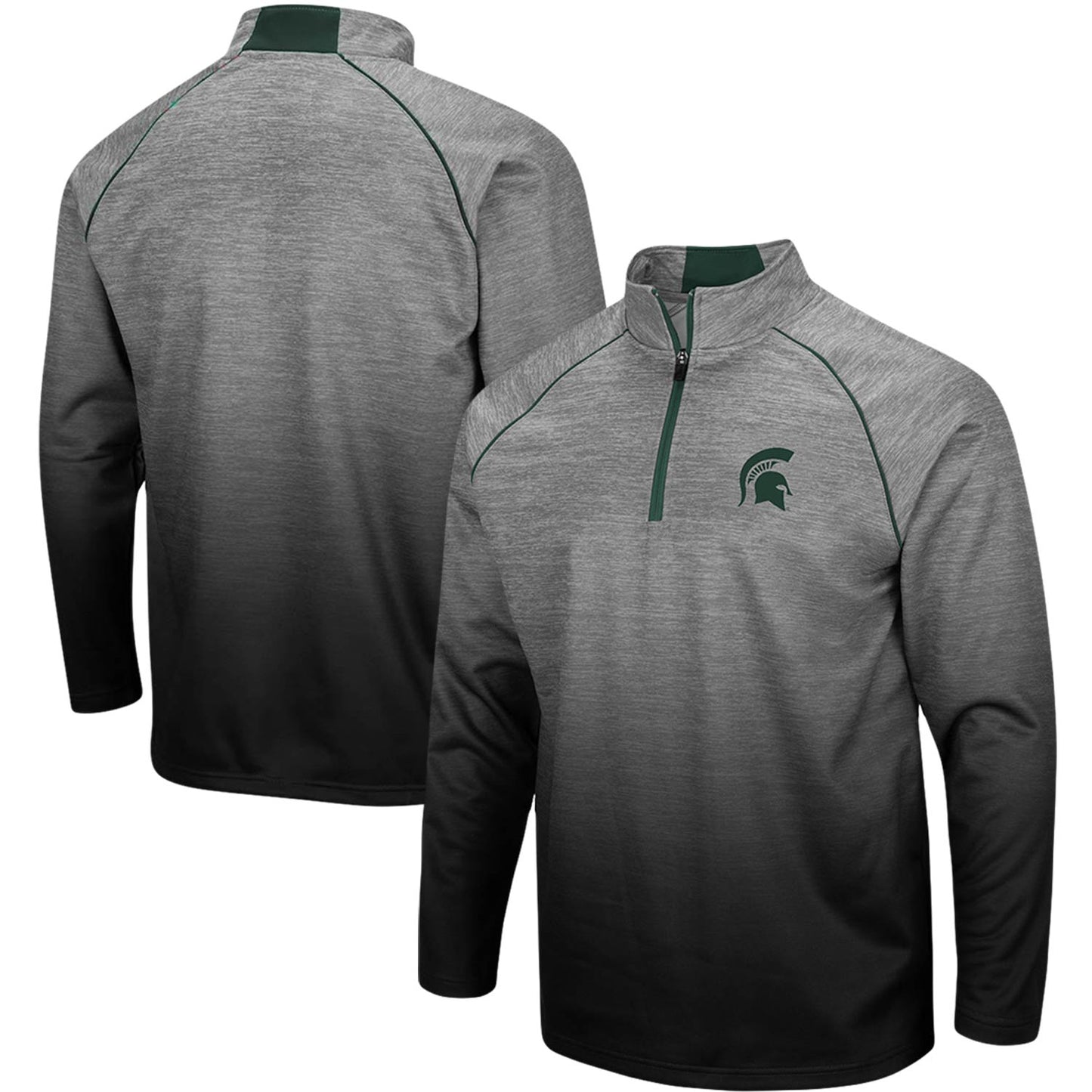 Men's Colosseum Heathered Gray Michigan State Spartans Sitwell Sublimated Quarter-Zip Pullover Jacket