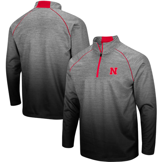 Men's Colosseum Heathered Gray Nebraska Huskers Sitwell Sublimated Quarter-Zip Pullover Jacket