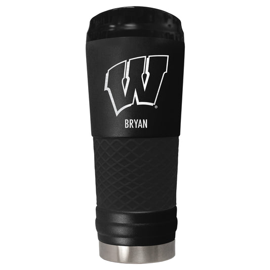 Black Wisconsin Badgers 24oz. Personalized Stealth Draft Tumbler