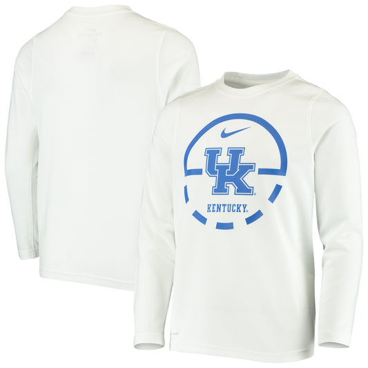 Youth Nike White Kentucky Wildcats Basketball Legend Performance Long Sleeve T-Shirt