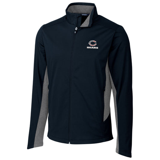 Men's Cutter & Buck Navy Chicago Bears Americana Navigate Softshell Full-Zip Jacket